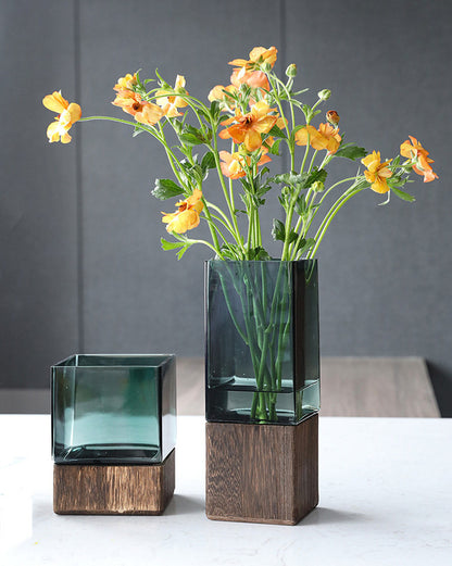 Wood Color Tansparent Glass Vase