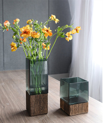 Wood Color Tansparent Glass Vase