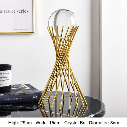Golden Luxury Modern Metal Crystal Ball Crafts Ornament